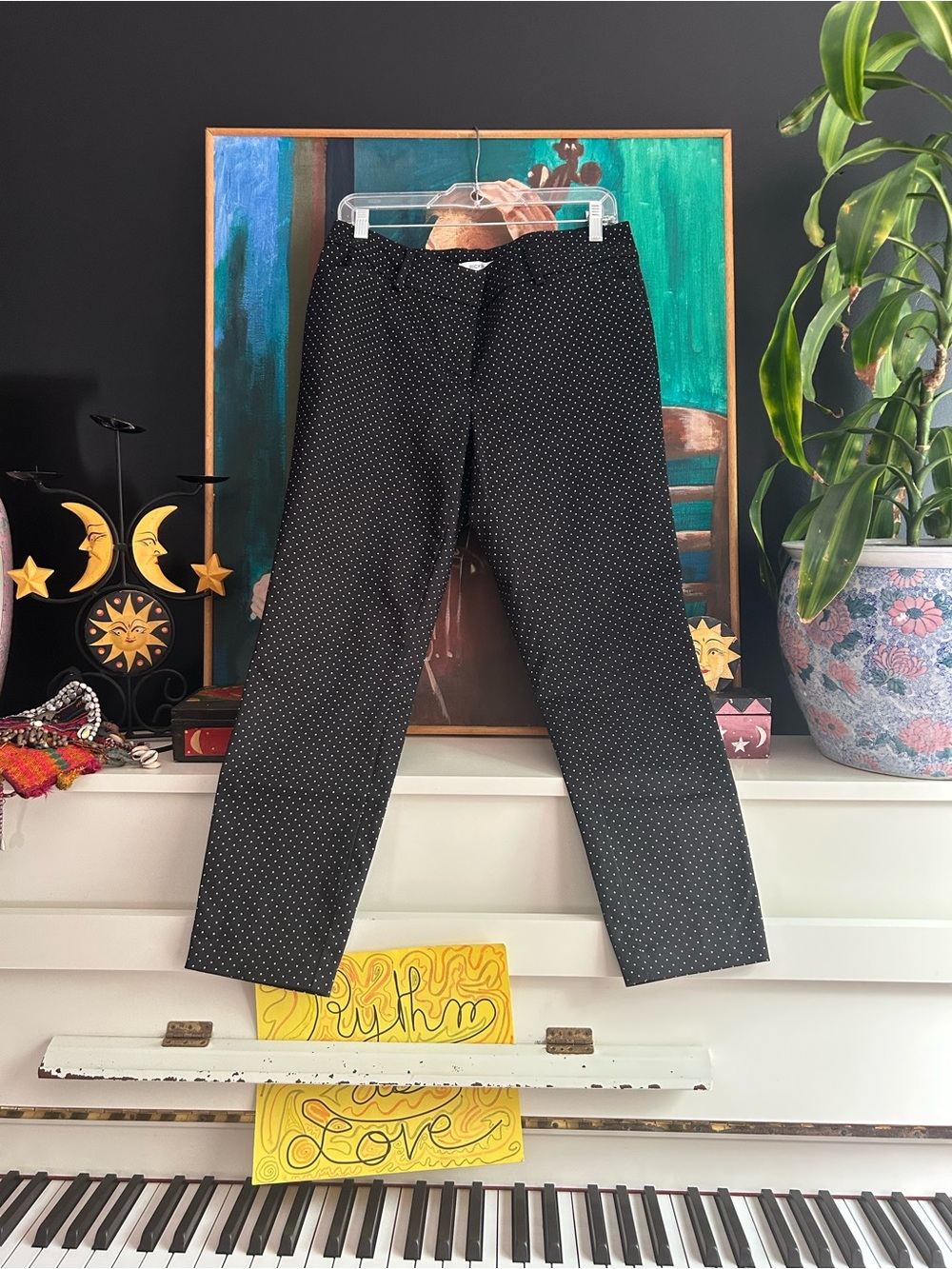 Ricki’s Cropped Dress Pants Womens Size 8 Black White Polka Dot Career Ankle